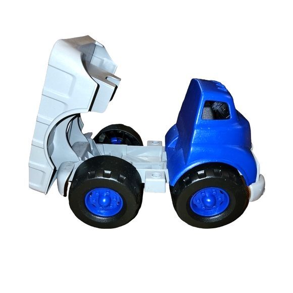 Green Toys Large Blue and Gray Toy Rollback Truck 11"X6.5"X6.5" - Picture 2 of 7